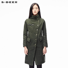 sdeer圣迪奥2018春装帅气铆钉装饰防风占领长款风衣外套S17381834图片