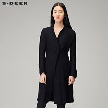 sdeer圣迪奥2018春装粗粝质感长款翻领中长款风衣外套女S16381848图片