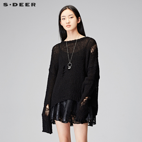 sdeer圣迪奥微透抽象轮廓版画韵味短裙S15481397商品大图