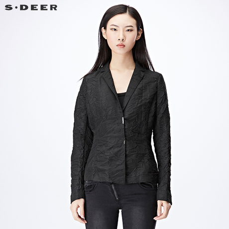 sdeer圣迪奥2018春装潮流动立体肌理折痕休闲西装外套女S17182254商品大图