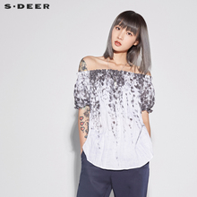 sdeer圣迪奥女装文艺宽松套头清新碎花娃娃衫S18280434图片