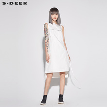sdeer圣迪奥2018新款休闲条纹抽绳束腰背心连衣裙S18281287图片