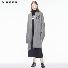 sdeer圣迪奥慵懒文艺范感宽松青果领针织开衫S18363576图片