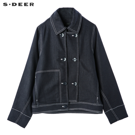 sdeer圣迪奥酷帅新潮撞色明线个性口袋设计感门襟外套S18382251商品大图