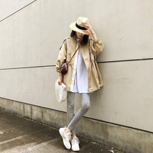 减龄的廓形娃娃风衣 韩版薄款宽松显瘦九分袖休闲中长款外套女