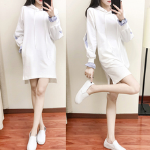 秋季女装韩版加绒连帽套头卫衣中长款宽松大码胖MM长袖上衣外套潮图片