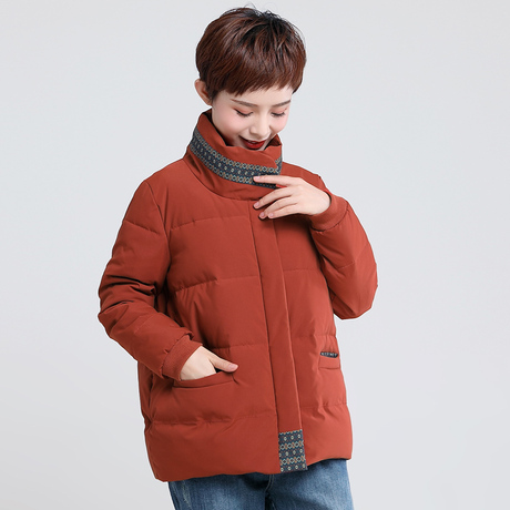 2018冬装新款大码宽松妈妈装短款棉服中老年女装羽绒棉衣棉袄外套商品大图