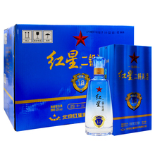 北京红星二锅头白酒盒装蓝瓶12年十二年清香型43度500ml*6瓶整箱