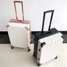 行李箱拉杆箱万向轮旅行箱女男韩版小清新复古铝框直角密码皮箱子