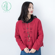 创蔻文艺范中式复古盘扣加厚棉衣2017冬季女装加绒小棉服短款外套图片