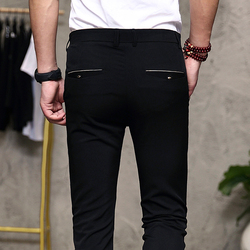 春季男士商务休闲裤修身小脚裤子男长裤春秋韩版英伦弹力黑色男裤