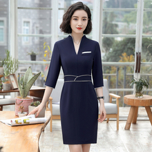 美容师工作服连衣裙夏季新款时尚气质职业装女装美容院养生馆服装图片