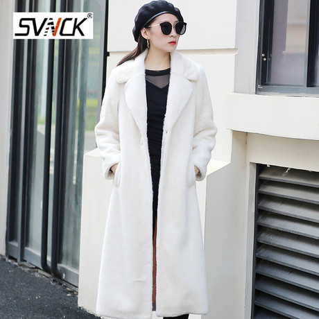 SVNCK女装大衣新款2018秋冬季时尚百搭金丝绒皮草长款外套女JJ903商品大图