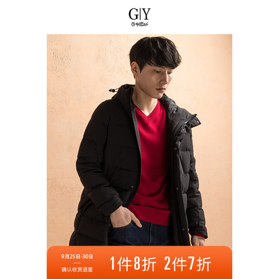 GYgoldlion/金利来GY服饰羽绒服男冬新款保暖加厚长款潮连帽外套