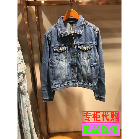 拉夏贝尔国内正品代购2018秋装新款韩版刺绣牛仔外套女30083072商品大图
