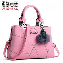 拼接定型手提包欧美简约流行单肩斜挎淑女包 新品 女包 百搭OL通勤包