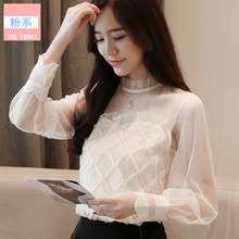 雪纺衫秋装女装2018新款韩版上衣服长袖蕾丝打底衫秋季小衫百搭潮图片