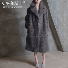 2018秋冬季欧美女装双排扣长款大衣女加厚过膝毛呢外套图片