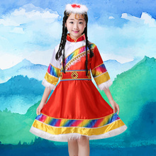 女童水袖 服装 六一儿童藏族舞蹈演出 舞蹈服幼儿园蒙古服女少儿表演