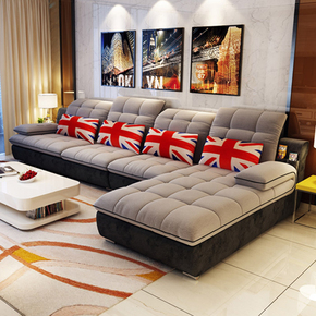 新款布艺沙发简约现代客厅转角组合可拆洗大小户型布沙发整装家具
