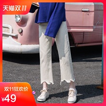 夏装港味阔腿牛仔裤女装2018新款韩版chic高腰复古宽松九分直筒裤图片