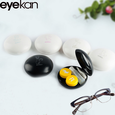eyekan卡通隐形眼镜盒带镊子双联盒凯达隐形眼镜盒近视眼镜伴侣盒