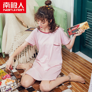南极人小性感睡裙女夏纯棉短袖春秋夏季薄款少女士全棉睡衣女公主