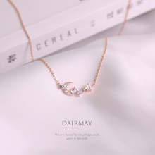 小众锁骨链时尚 简约个性 s925纯银星月项链女韩版 百搭网红吊坠饰品