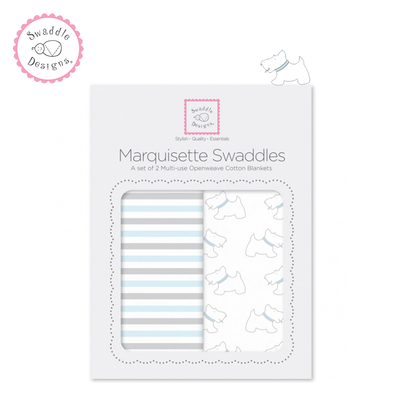 SwaddleDesigns美国品牌薄纱棉襁褓包婴儿巾抱被盖被2件装动物