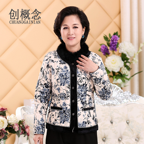 羽绒内胆女修身中老年女装毛领大码加厚保暖羽绒服内穿妈妈婆婆装商品大图