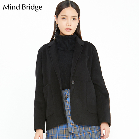Mind Bridge2018新款秋冬女装毛呢外套 百家好女士大衣 MSCA728G商品大图