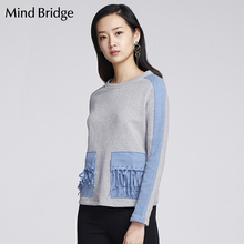 Mind Bridge百家好女装 时尚潮流修身长袖女式T恤 MQTS121A