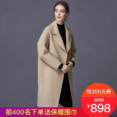 双面羊绒大衣女中长款2018新款赫本风宽松大码反季高端羊毛呢外套