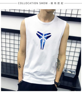 男齐肩无袖T恤纯棉加大码宽松运动bf篮球汗衫透气薄款跑步背心潮