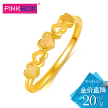 PINKBOX/娉饰珠宝黄金戒指心形心心相印千足金 足金戒指女款活口