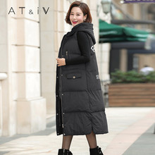 AT&IV/奥蒂沃连帽棉服马甲韩版中老年女装大码中长款马甲XT1105图片