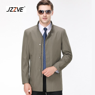 JZZVE男士风衣2018秋季新款商务立领中长款纯色拉链男式外套YX827