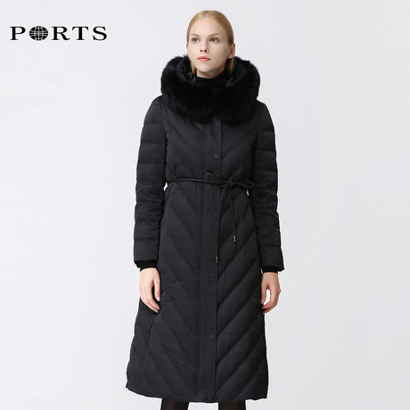 PORTS宝姿2018秋冬新品女装优雅束腰连帽羽绒服ALA9U007DZP036商品大图