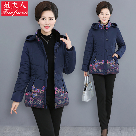 妈妈棉袄女冬季外套40岁50宽松2018新款中老年人女装冬装羽绒棉服商品大图