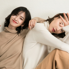 秋冬新款女装2018堆堆领针织毛衣套头女宽松韩版打底衫长袖女上衣图片