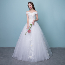 美加彩齐地婚纱礼服2018新款一字肩新娘结婚显瘦大码公主蓬蓬裙