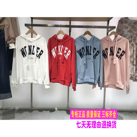拉夏贝尔puella专柜正品2018秋装新款宽松休闲连帽卫衣女20012409商品大图