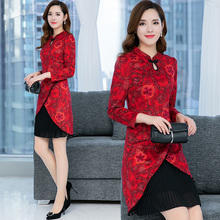 中老年女秋装2018新款连衣裙高贵嫁女儿婚宴礼服妈妈印花旗袍裙子图片