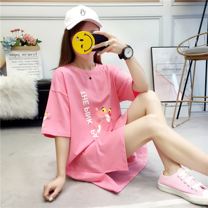 短袖T恤女夏装韩版宽松大码女装中长款下衣失踪可爱学生上衣服潮