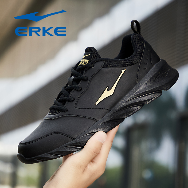 ERKE Men's Shoes Winter Leather Running Shoes Autumn and Winter Casual Winter Waterproof Anti slip Sports Shoes Men