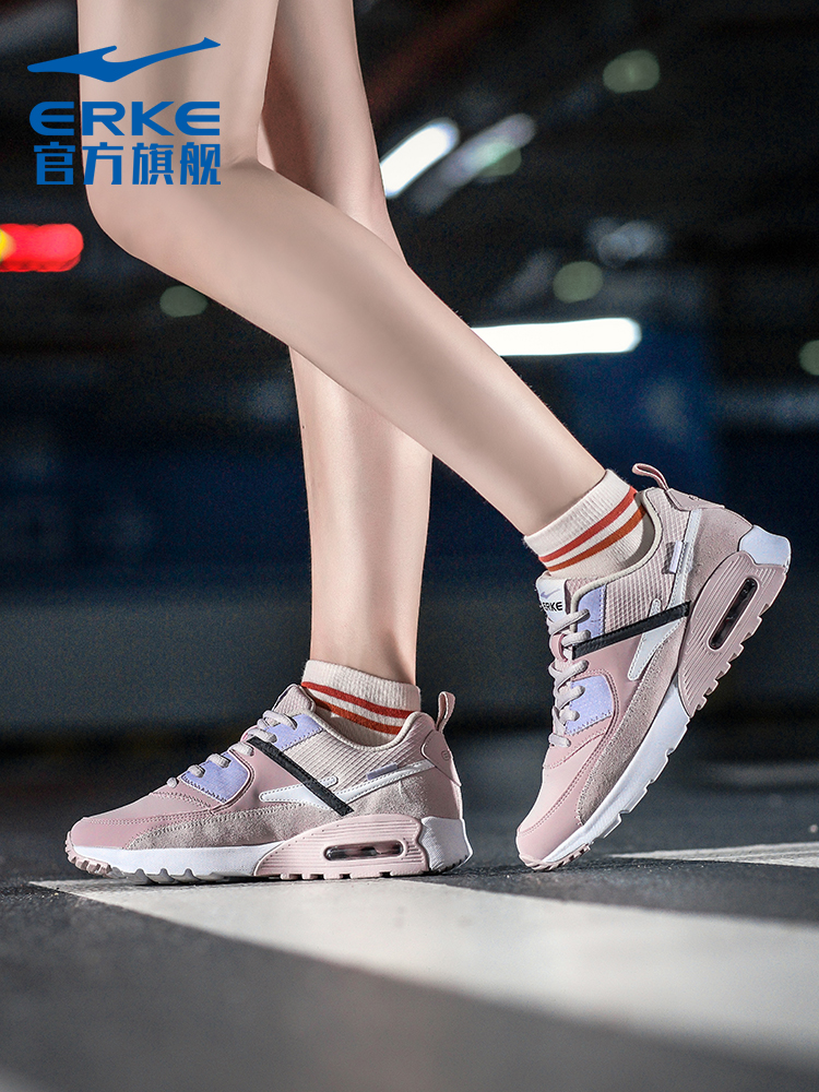 ERKE Sports Shoes Women's Shoes 2019 Winter New Air Cushion Fashion Running Shoes Breathable Lightweight Casual Women's Shoes