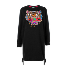 KENZO/高田贤三 春夏新款黑色纯棉虎头刺绣连衣裙女 4XB 2RO844图片