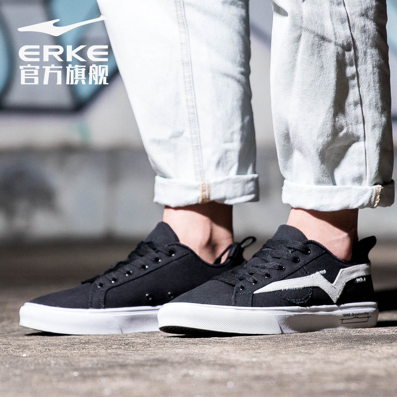 ERKE Canvas Shoes Women's Shoes 2019 Autumn and Winter New Casual Shoes Skateboard Sports Breathable Low top Board Shoes Women