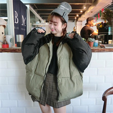 韩版原宿bf风拼色短款面包服冬季宽松学生加厚棉衣外套女装棉服潮图片
