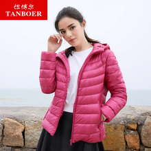 坦博尔羽绒服女2018秋冬新品轻薄时尚休闲连帽宽松潮外套 TD18138图片